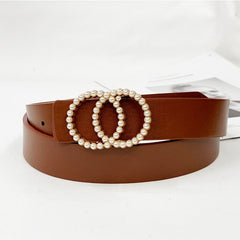 Double Ring Women Belt Fashion Waist Belt PU Leather Metal Buckle Heart Pin Belts