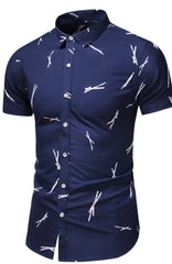 Style Design Short Sleeve Casual Shirt Men Print Beach Blouse