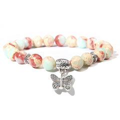 Handmade Natural Stone Lotus Ohm Buddha Beads Bracelet