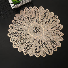 PVC Bronzing leaves Flower Hollow Non-slip Kitchen Placemat