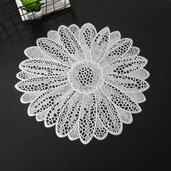 PVC Bronzing leaves Flower Hollow Non-slip Kitchen Placemat