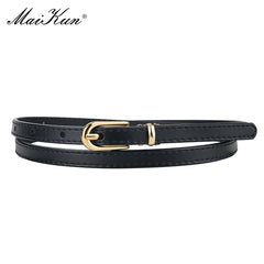 Women Belts Alloy Pin Buckle Genuine Leather Thin Belt Female Waistband