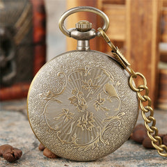 Bronze Retro Roman Numerals Display Quartz Pocket Watch Vintage