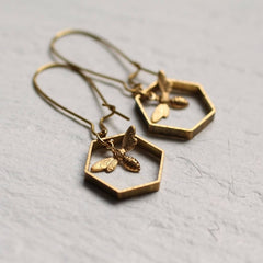 Bee Gold Plated Pendant Insect Drop Earring