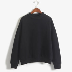 Woman Sweatshirts Sweet O-neck Knitted Pullovers Candy Color Loose
