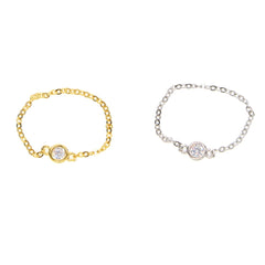 3MM bezel round cz 5mm three bar charm simple chain band