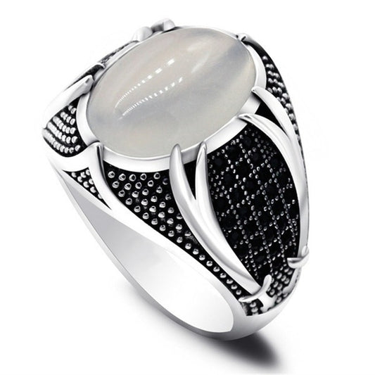 Fashion Generous Rings For Men Simple Black Zircon Geometry Jewelry
