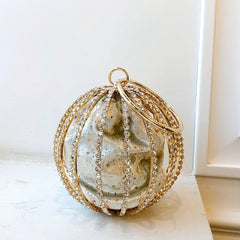 Rhinestone Spherical Cage Evening Clutch Bag