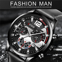 Fashion Mens Sports Watches Luxury Leather Bracelet Quartz