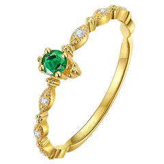 Fashion Tail Ring Women Plating Simple Design Inlaid Emeralds Jewelry Accessories