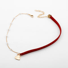 Red Black Heart Bead Choker Necklace