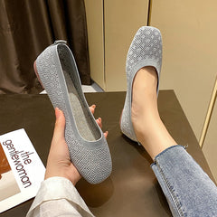 Moccasins Flat Heel Stretch Knit Sneakers Shoes Shallow Flats Loafer