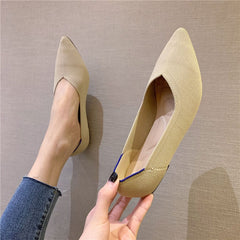 Woman Knit Pointed Flat Shoes Ballet Shoes Mixed Color