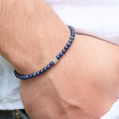 Lapis bracelet for Men Lapis lazuli Bead Bracelet