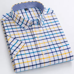 Oxford Short Sleeve Summer Casual Shirts Single Pocket Comfortable Standard-fit