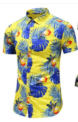Style Design Short Sleeve Casual Shirt Men Print Beach Blouse