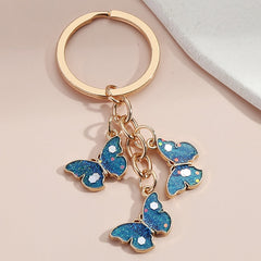 Colorful Enamel Butterfly Keychain Insects Car Key