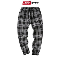 Mens Black Harajuku Plaid Pants Men Japanese Streetwear Baggy