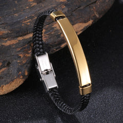 Trendy Leather Bracelet Men Stainless Steel Handmade Bangles
