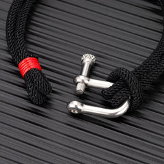 Men Black Stainless Steel U shape Survival Bracelet