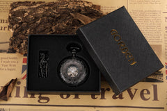 Retro Hand Wind Mechanical Pocket Watch With Fob Chain Mens