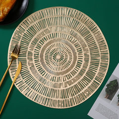 PVC Bronzing leaves Flower Hollow Non-slip Kitchen Placemat
