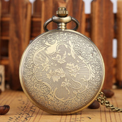 Vintage Antique Copper Steampunk Bronze Hollow Gear Quartz Pocket Watch