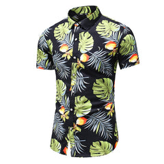 Style Design Short Sleeve Casual Shirt Men Print Beach Blouse