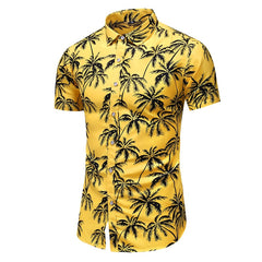 Style Design Short Sleeve Casual Shirt Men Print Beach Blouse
