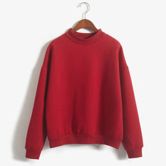 Woman Sweatshirts Sweet O-neck Knitted Pullovers Candy Color Loose