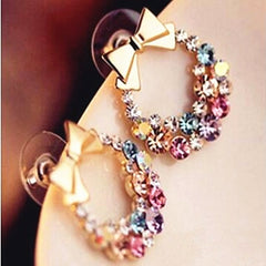 Retro Asymmetric Butterfly Imitation Pearl Earrings Fashion Round Flower