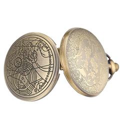 Retro Bronze Necklace Quartz Pocket Watch Analog Pendant