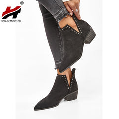 Ankle Boots For Women Low Heel Boots Women Pointed Boots