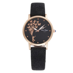 Fashion Butterfly Women Watches Simple Brown Quartz