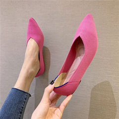 Woman Knit Pointed Flat Shoes Ballet Shoes Mixed Color