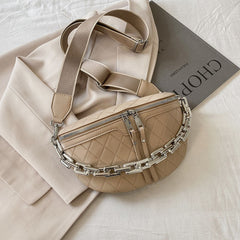 Thick Chain Waist Bag Women Leather Fanny Pack