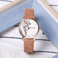 Fashion Butterfly Women Watches Simple Brown Quartz
