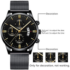 Fashion Mens Watches Luxury Men Stainless Steel Mesh Belt Quartz Wrist