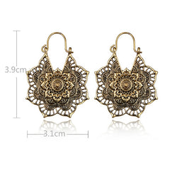 Lotus Skull Mandala Bee Flower Earrings