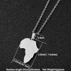 African Map Pendant Necklaces Stainless Steel Gold Color Jewelry Gift