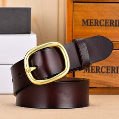 Women‘s Belt Genuine Leather Belts For Female Gold Pin Buckle Strap