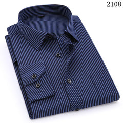Plus Large Size Slim Fit Mens Business Casual Long Sleeved Shirt Classic Striped