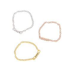 3MM bezel round cz 5mm three bar charm simple chain band