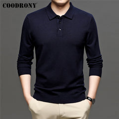 Knitwear Jerseys Pure Color Turn-down Collar Sweater Pullover Men Clothing