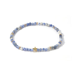 Fashion Bead Anklet Elasticity Adjustable Natural Stone Blue Spotted Stone Beach