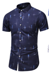 Style Design Short Sleeve Casual Shirt Men Print Beach Blouse