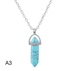 Hexagonal Cylindrical Crystal Necklace Natural Stone Pendant