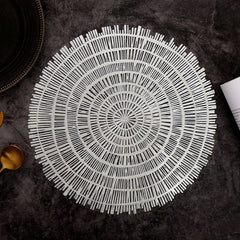 PVC Bronzing leaves Flower Hollow Non-slip Kitchen Placemat