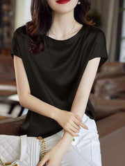 Silk Thin Short Sleeve Tees Style Slip