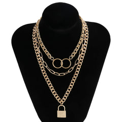 Hip Hop Bling Lock Pendant Choker Iced Out Shiny Cubic Zircon Necklace